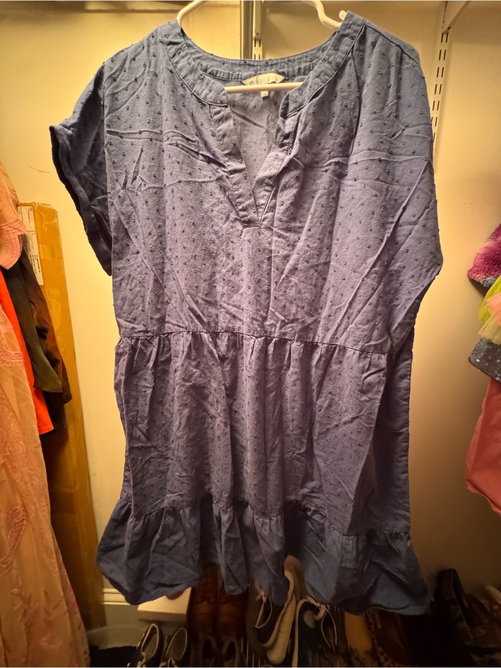 Southern Tide Light Blue Short-Sleeve Ruffle-Hem Tunic